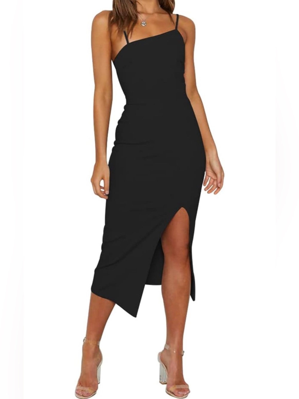 Little Black Dress with Asymmetrical Neckline